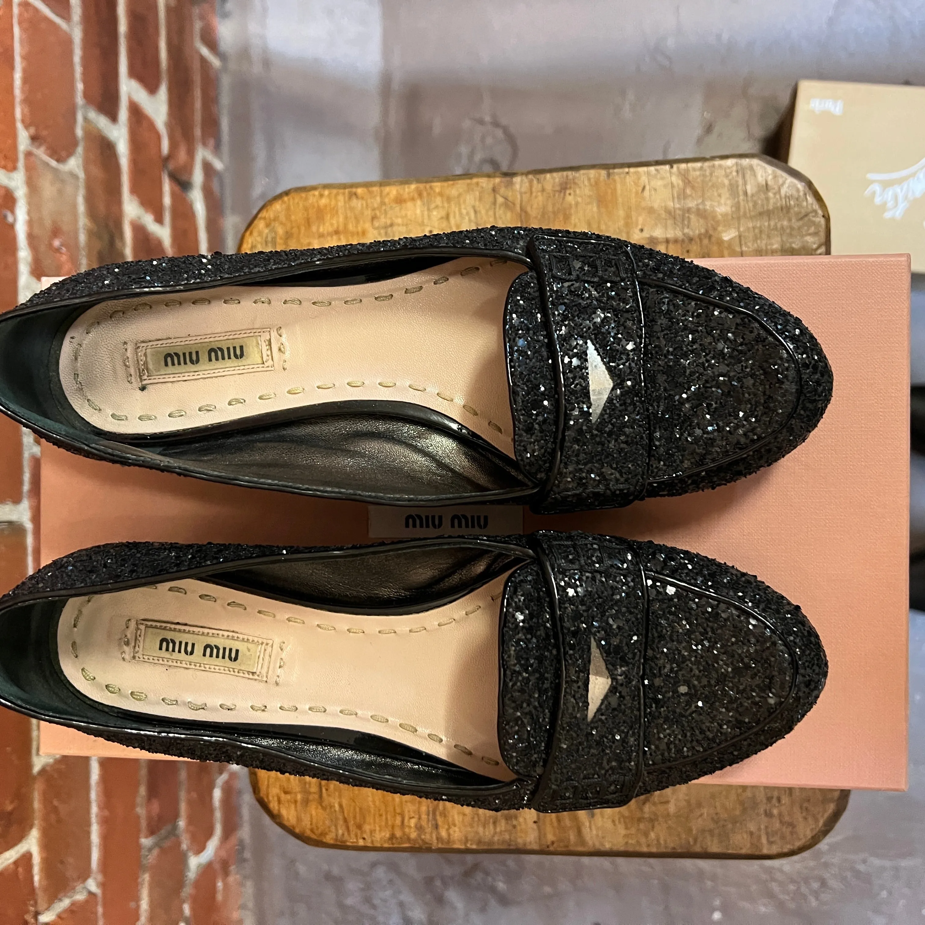 MIU MIU glitter loafers 39