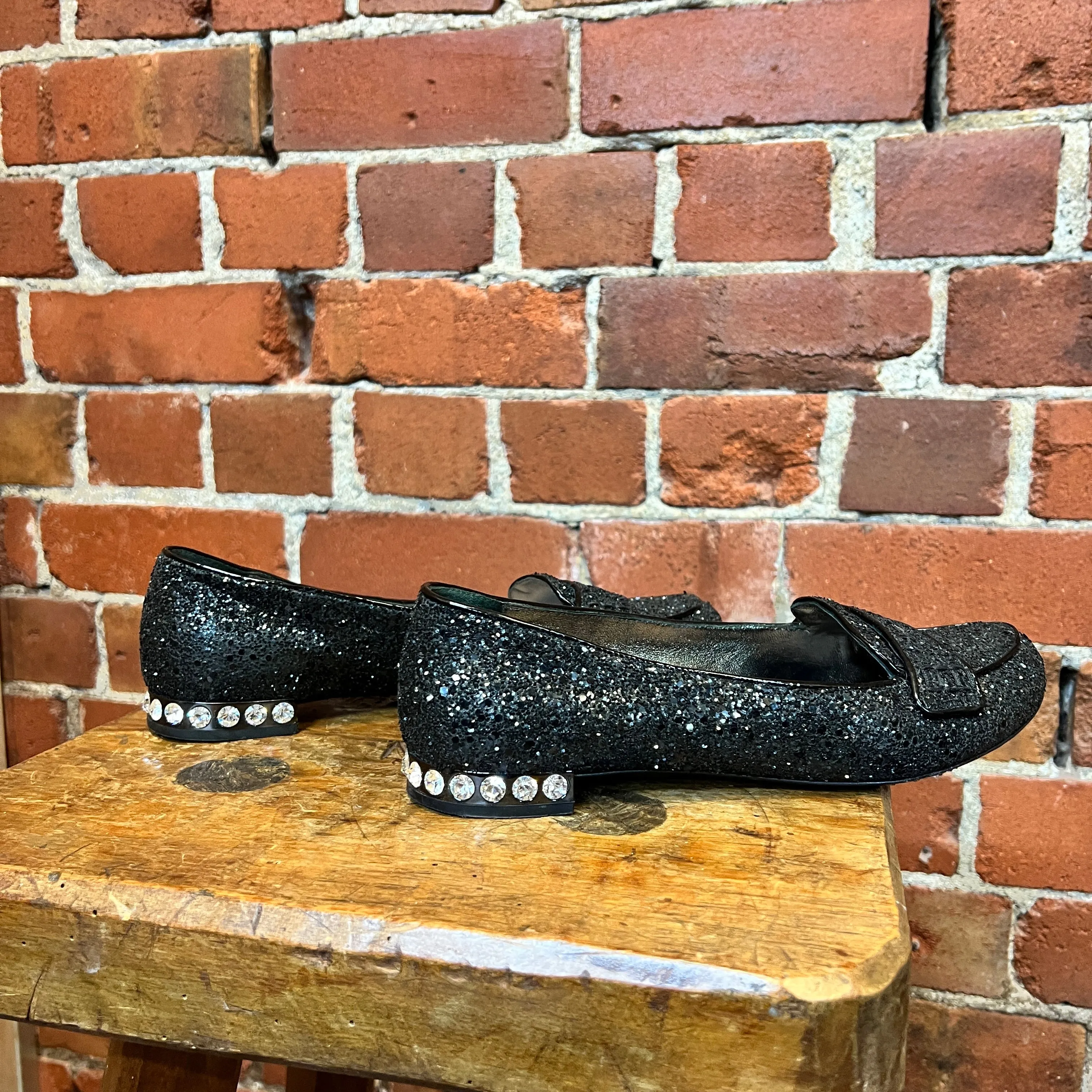 MIU MIU glitter loafers 39