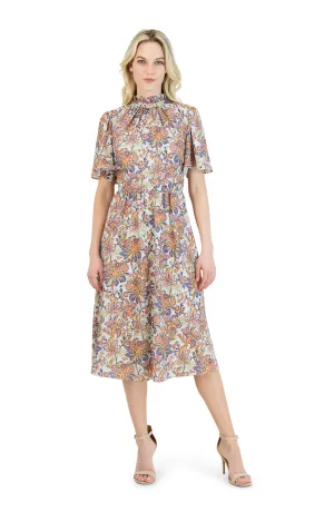 Mock Neck A-line Dress