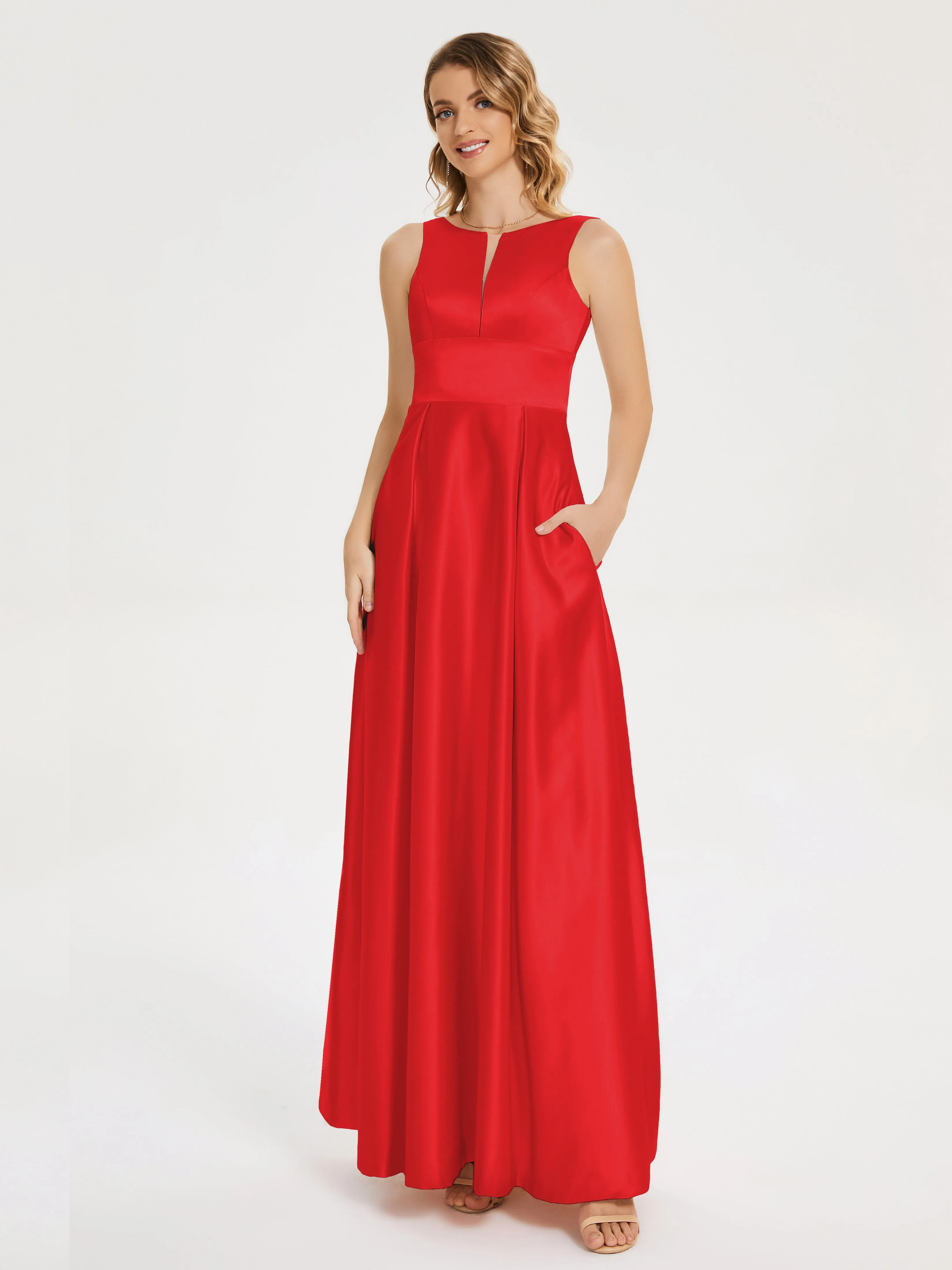 Modern A-line Satin Prom Dresses