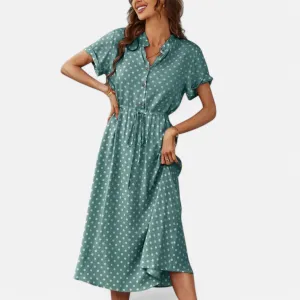 Monacogents | Polka Dot Midi Shirt Dress