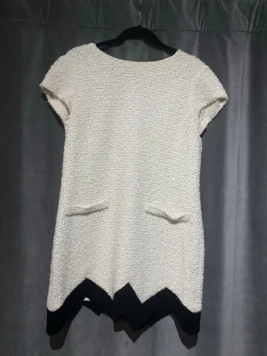 MOSCHINO Ivory A Line Short Sleeve Dress with Pointed Black Bottom Trim