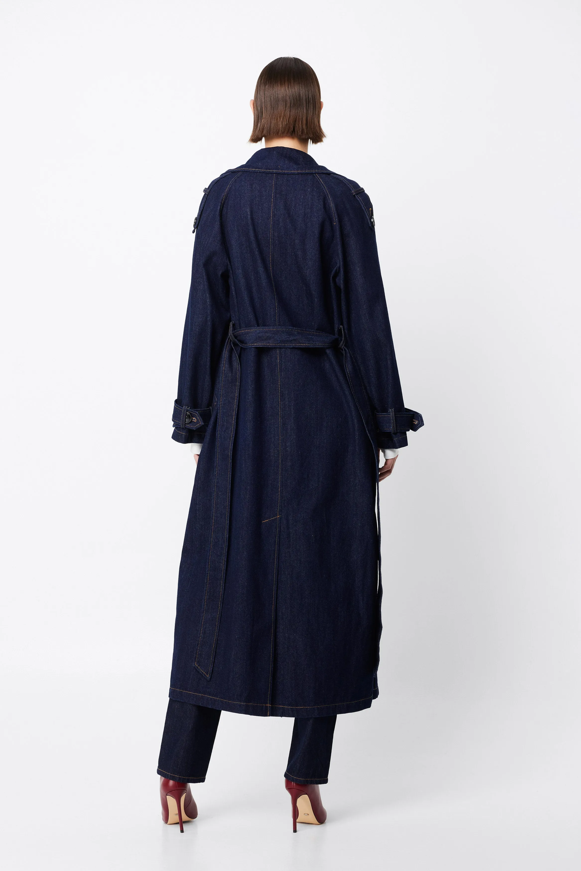 MOSSMAN - Bexley Trench Coat INDIGO