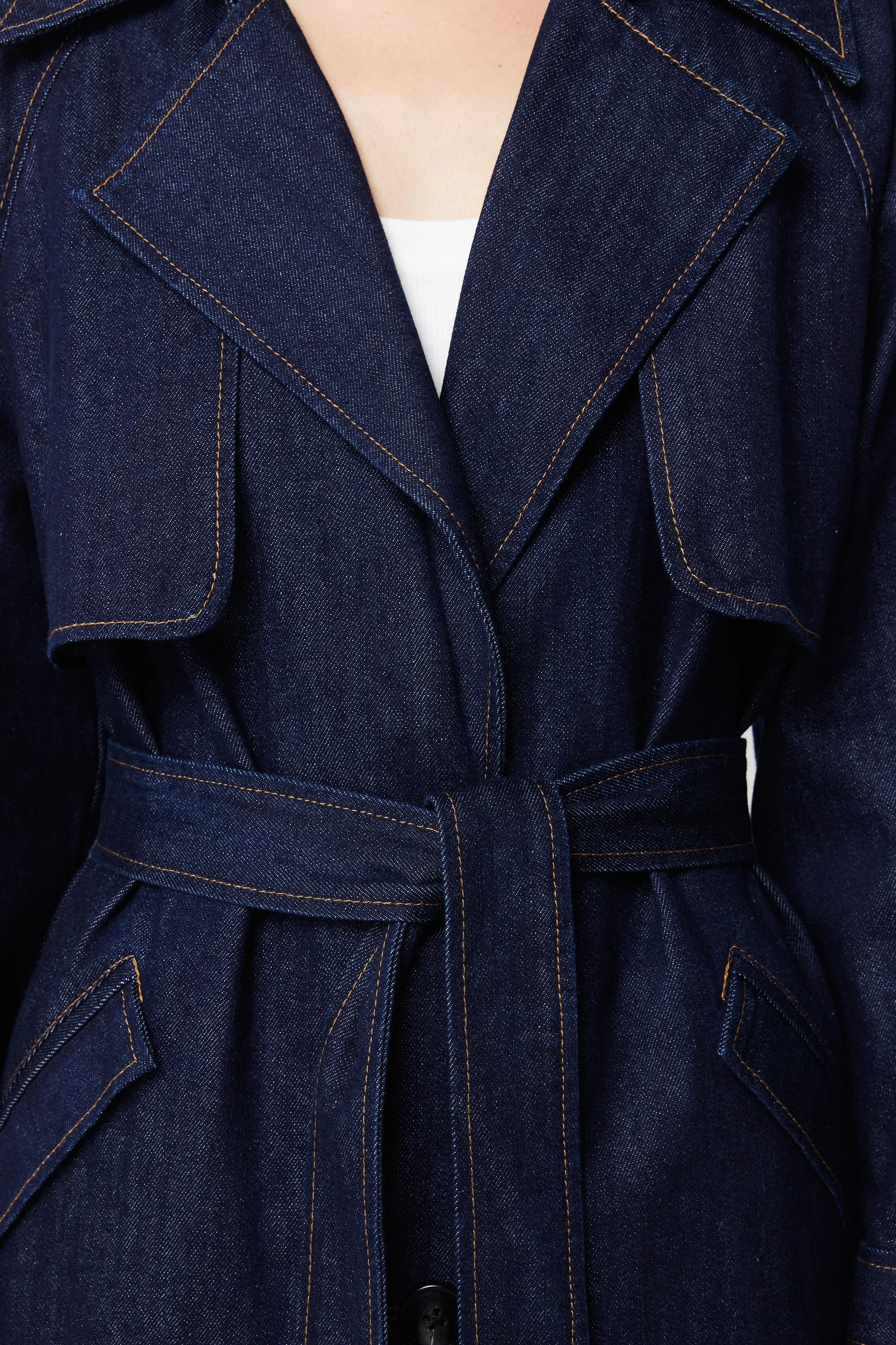 MOSSMAN - Bexley Trench Coat INDIGO