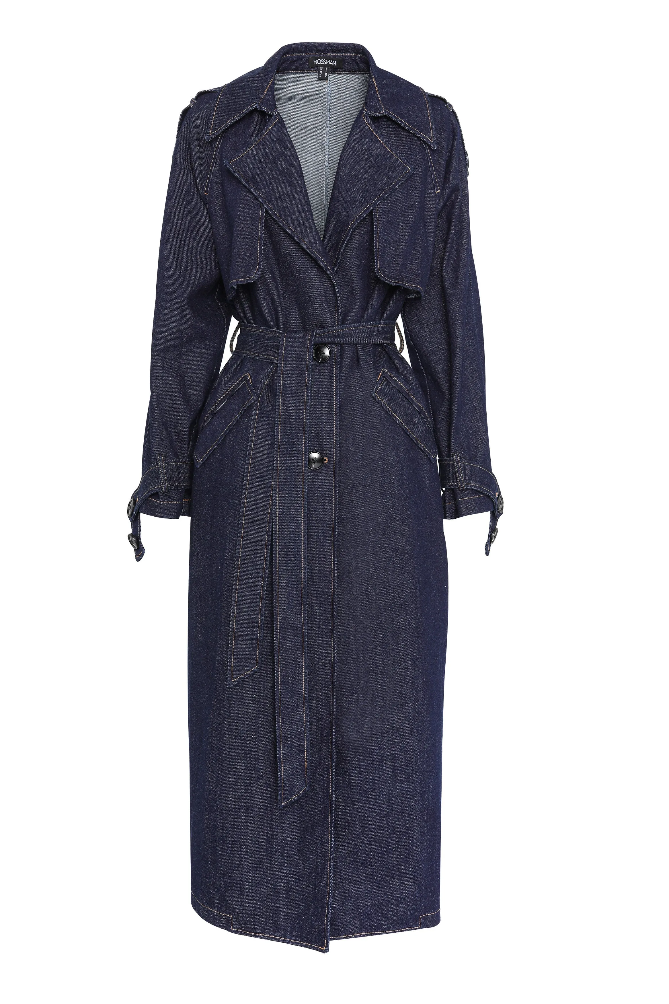 MOSSMAN - Bexley Trench Coat INDIGO