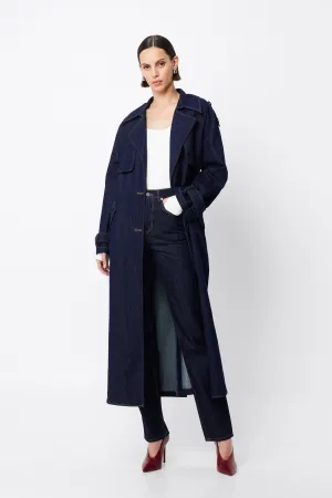 MOSSMAN - Bexley Trench Coat INDIGO