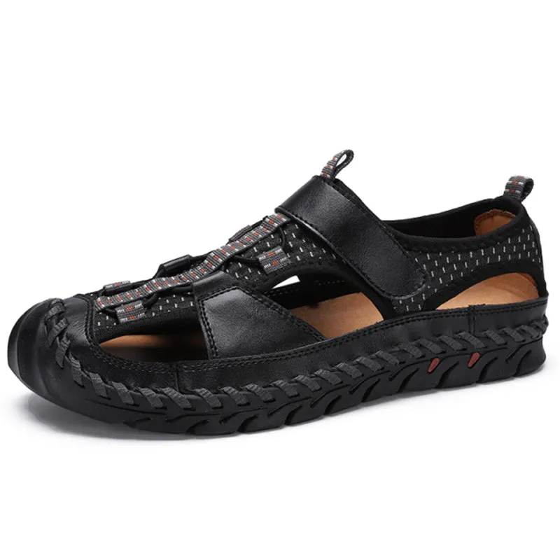 New Breathable Men Casual Soft Cowhide Leather Sandals