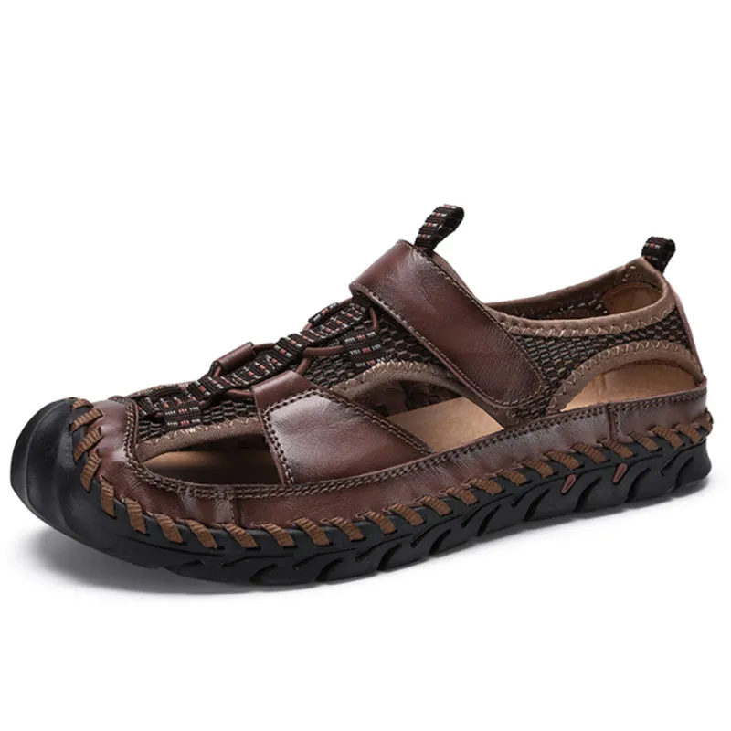 New Breathable Men Casual Soft Cowhide Leather Sandals