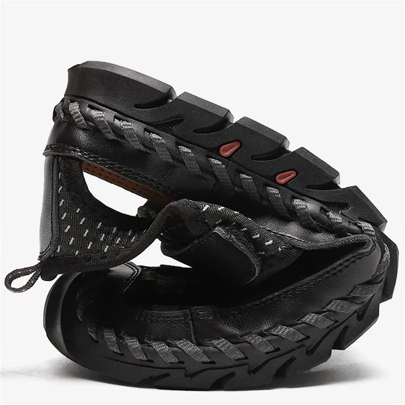 New Breathable Men Casual Soft Cowhide Leather Sandals