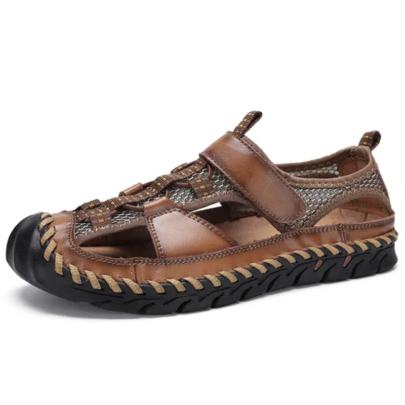 New Breathable Men Casual Soft Cowhide Leather Sandals