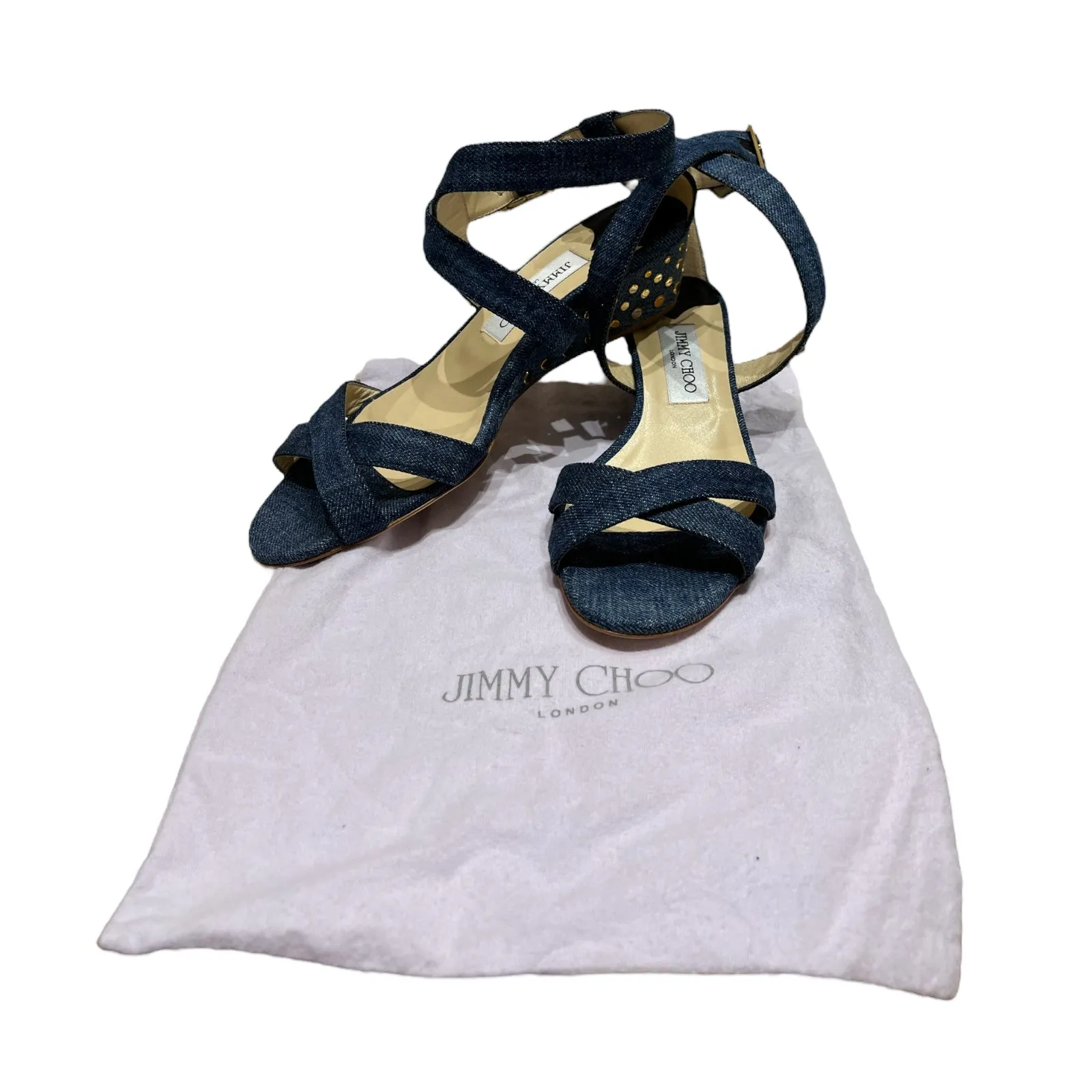NEW Jimmy Choo Denim Low Wedges