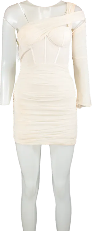 Oh Polly Cream Off-Shoulder Mini Dress UK 6
