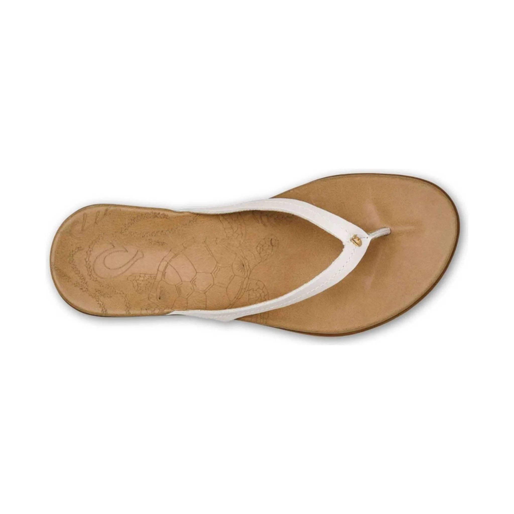 OluKai Women's Honu Leather Beach Sandals - Bright White/Golden Sand