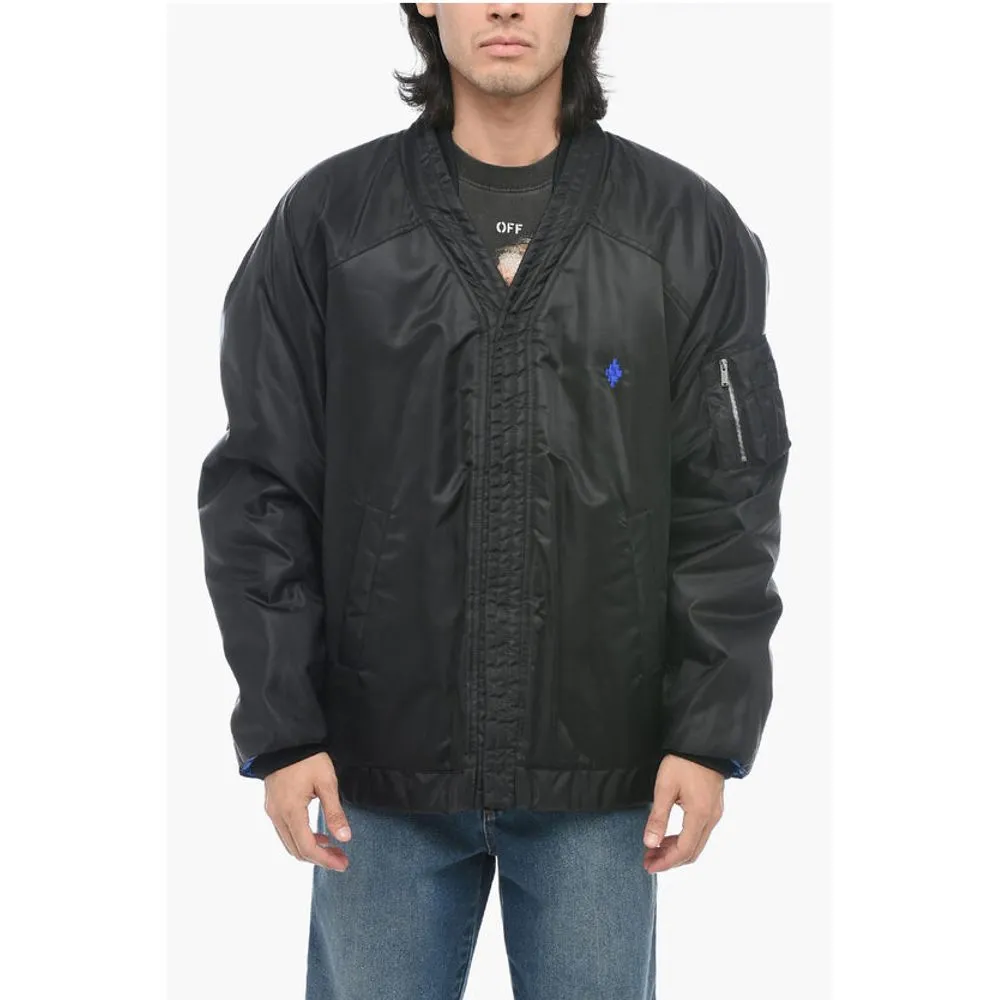 Padded CROSS KIMONO Bomber Jacket with Snap Buttons
