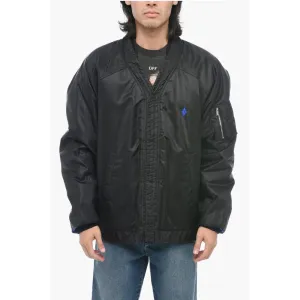 Padded CROSS KIMONO Bomber Jacket with Snap Buttons