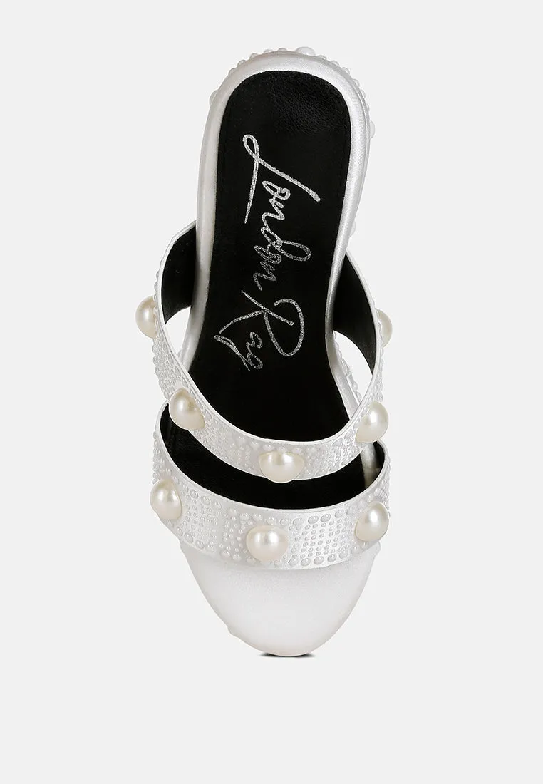Pearl Embellished Wedge Sandals by RUW