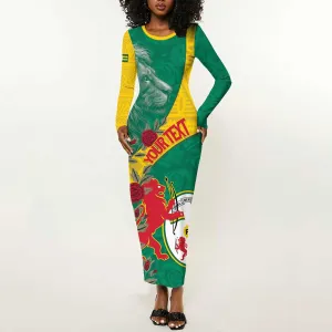 Personalised Togo Long Sleeve Bodycon Dress Coat Of Arms - African Mix Rose Pattern LT15