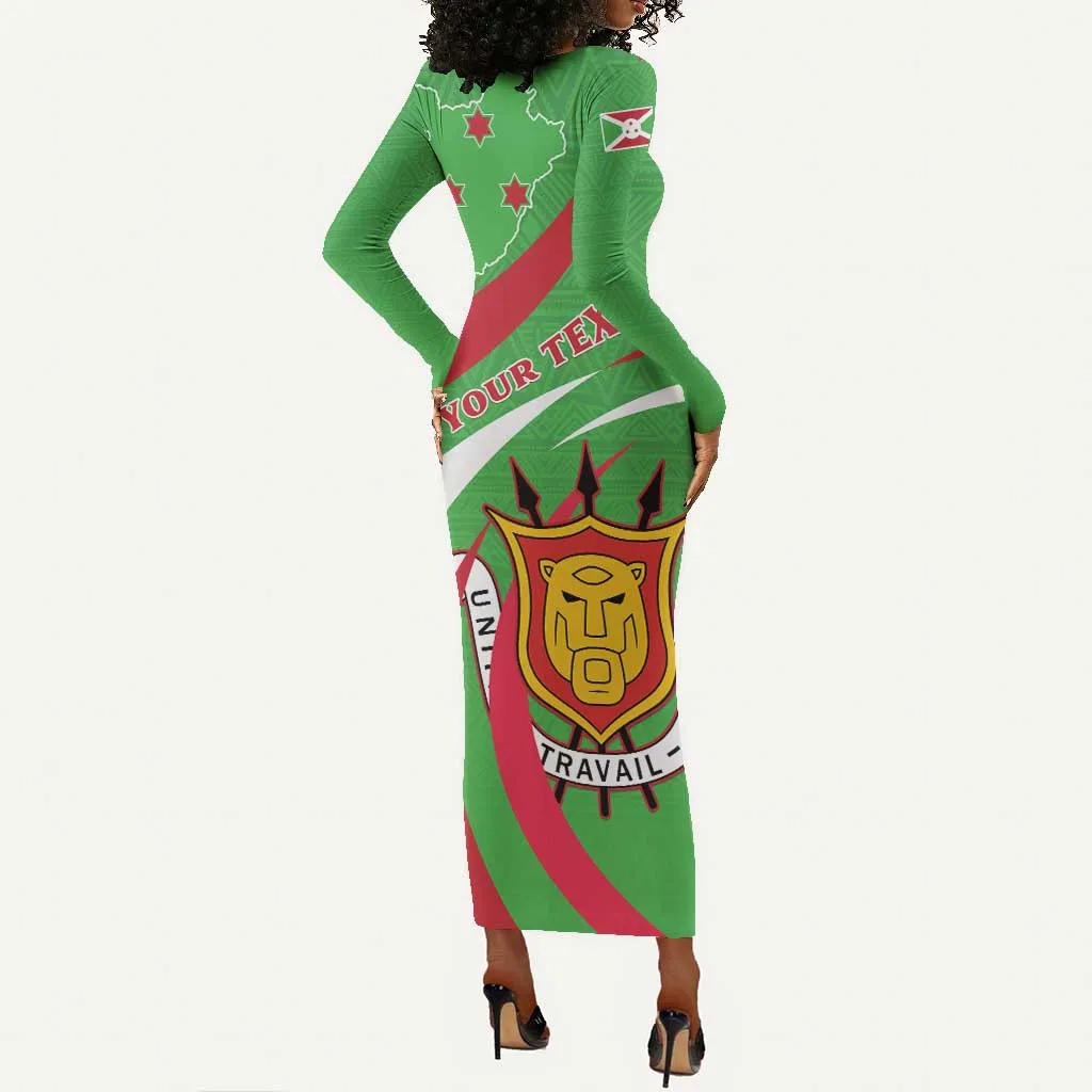 Personalized Burundi Long Sleeve Bodycon Dress 63rd Anniversary of Independence LT15