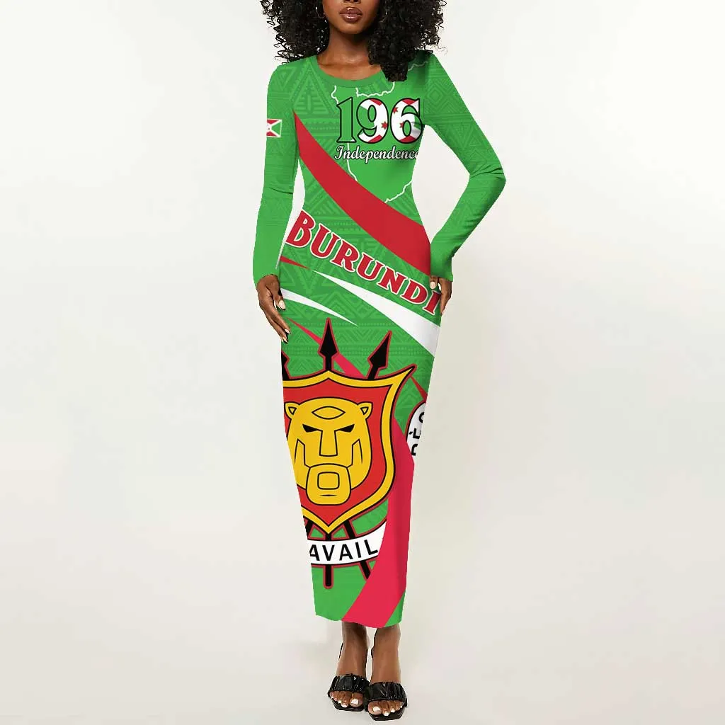 Personalized Burundi Long Sleeve Bodycon Dress 63rd Anniversary of Independence LT15