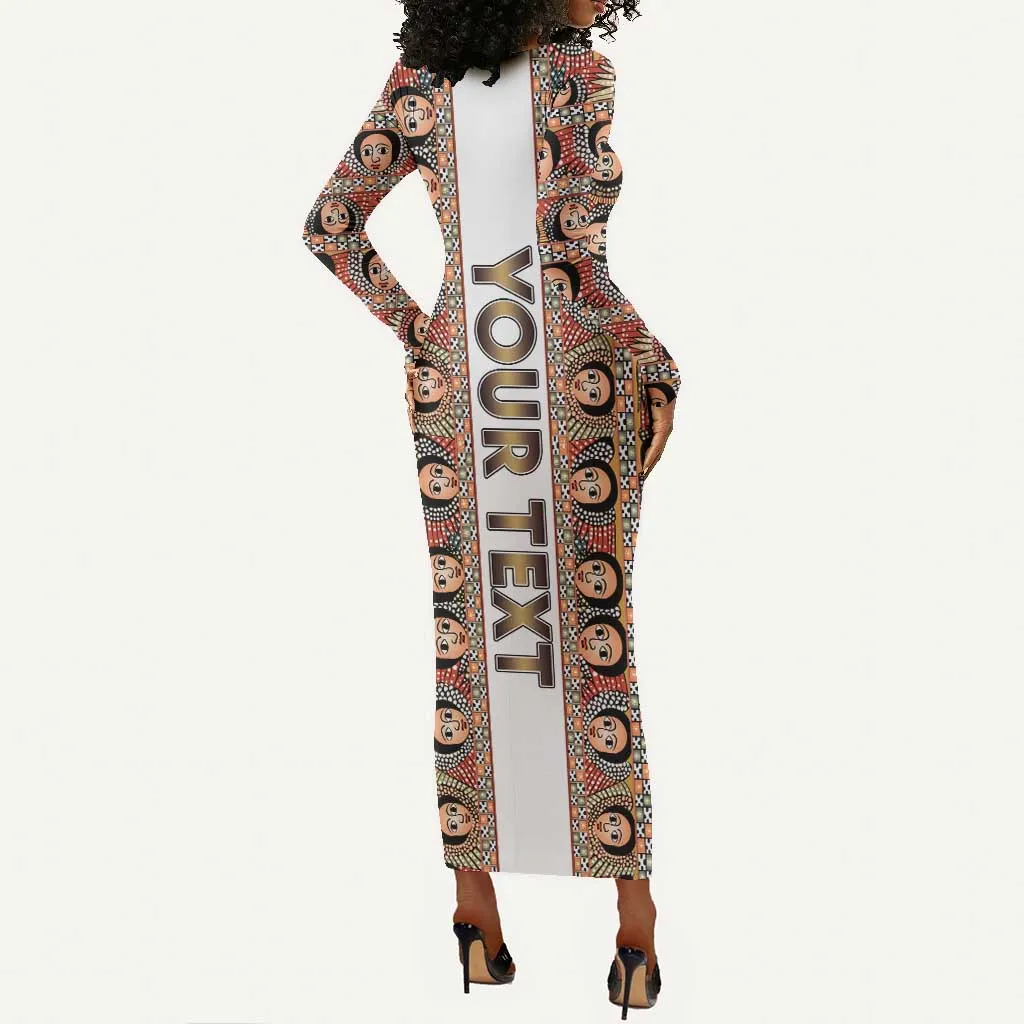 Personalized Ethiopia Long Sleeve Bodycon Dress Ethiopian Tewahedo Angel Orthodox LT15