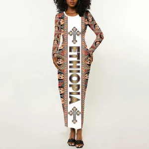 Personalized Ethiopia Long Sleeve Bodycon Dress Ethiopian Tewahedo Angel Orthodox LT15