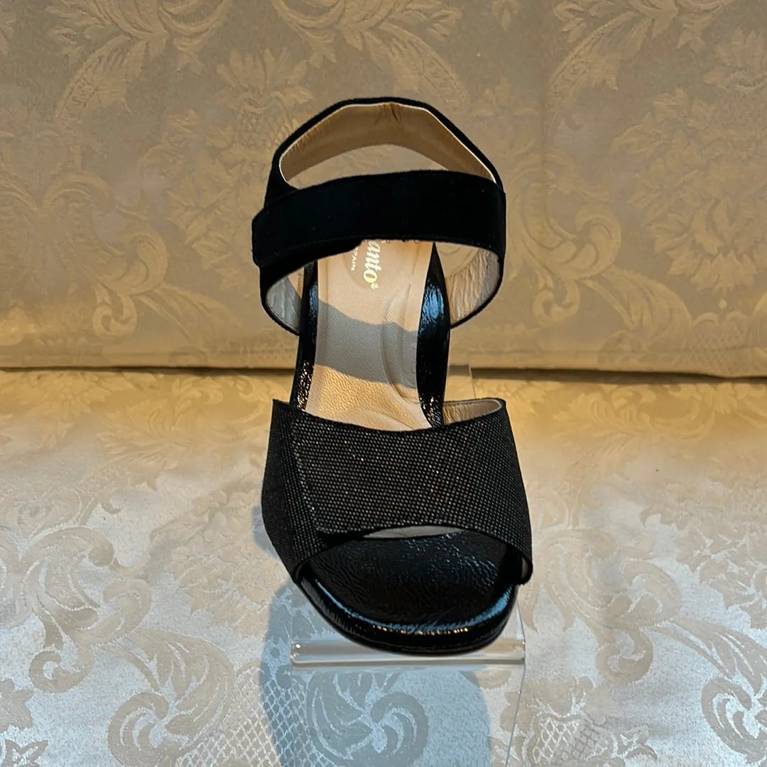 PIE SANTO 220291 BLACK VEGAS BRONZE BLOCK HEEL SANDAL