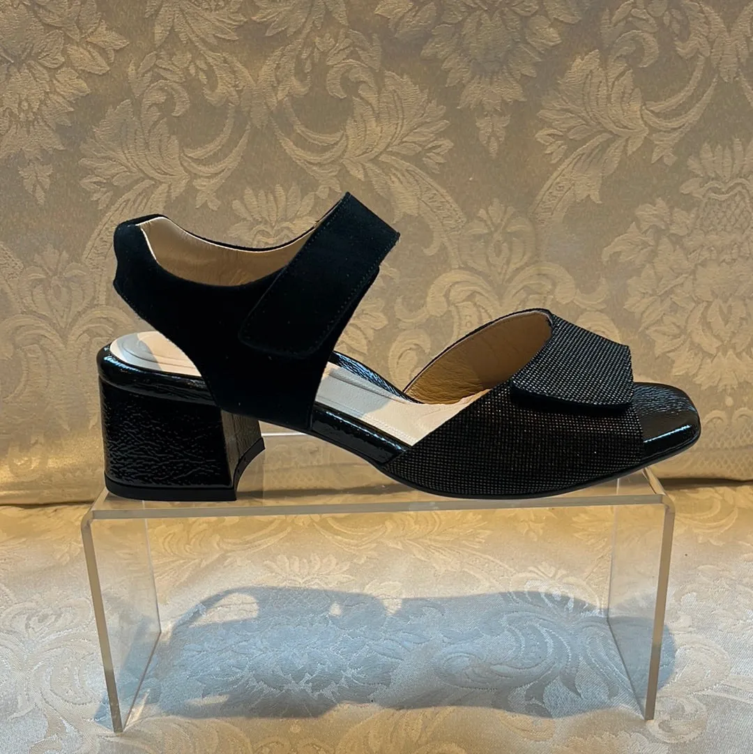 PIE SANTO 220291 BLACK VEGAS BRONZE BLOCK HEEL SANDAL