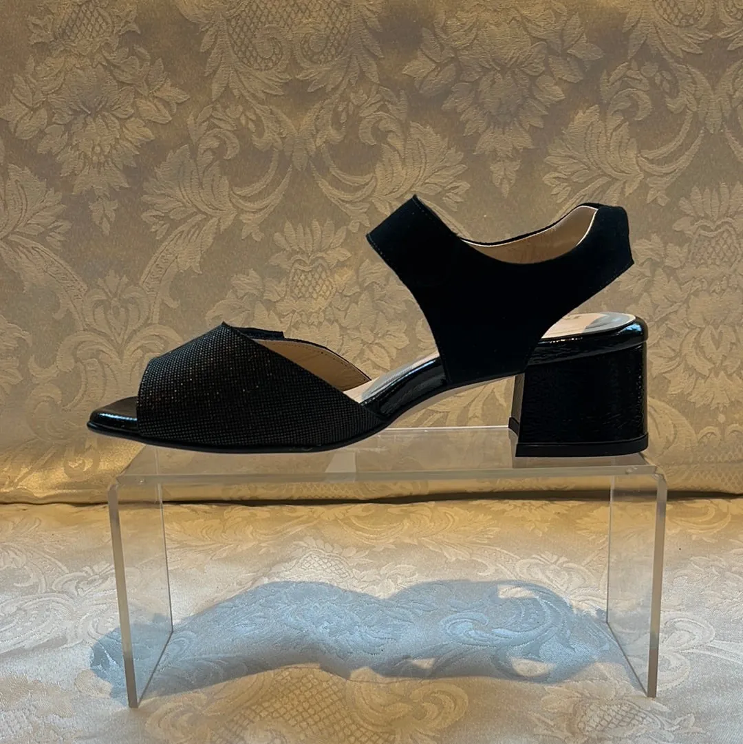 PIE SANTO 220291 BLACK VEGAS BRONZE BLOCK HEEL SANDAL