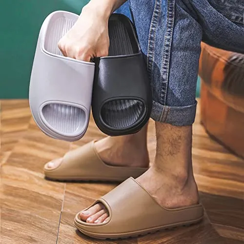 Pillow Slides for Women Squishy Cloud Cushion Sandals Summer Slippers with Comfort Khaki 8.5-9 Women/7-7.5 Men