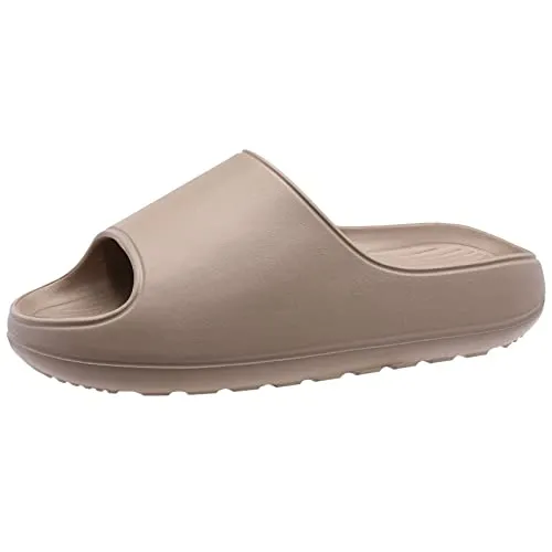 Pillow Slides for Women Squishy Cloud Cushion Sandals Summer Slippers with Comfort Khaki 8.5-9 Women/7-7.5 Men