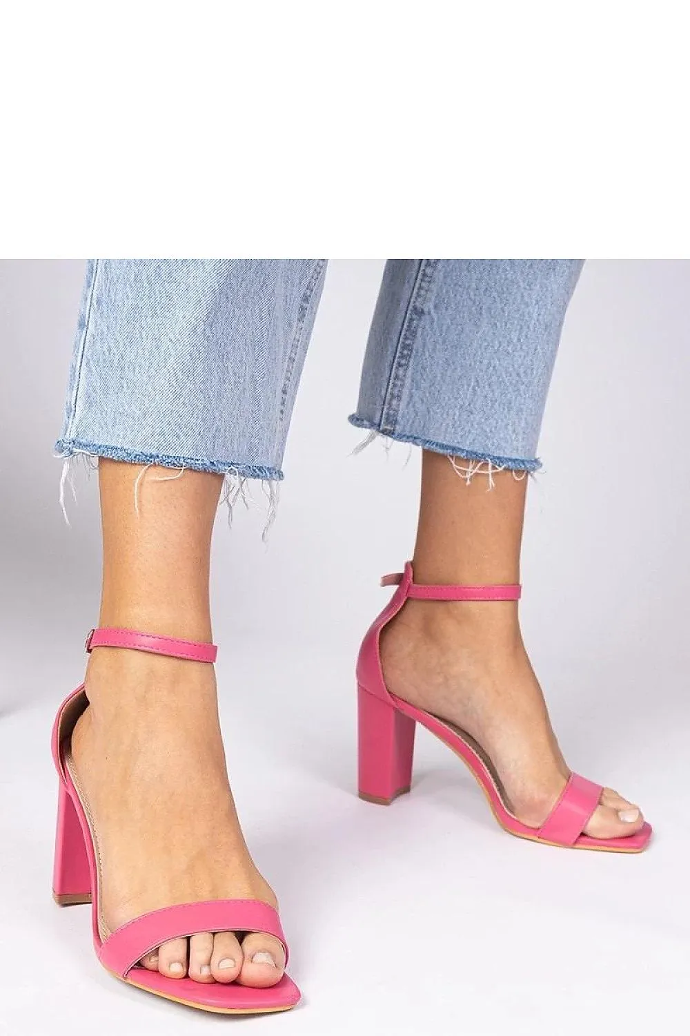 Pink high-heeled sandals