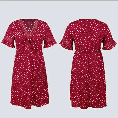 Plus Size Casual Dress V-neck Midi Dresses