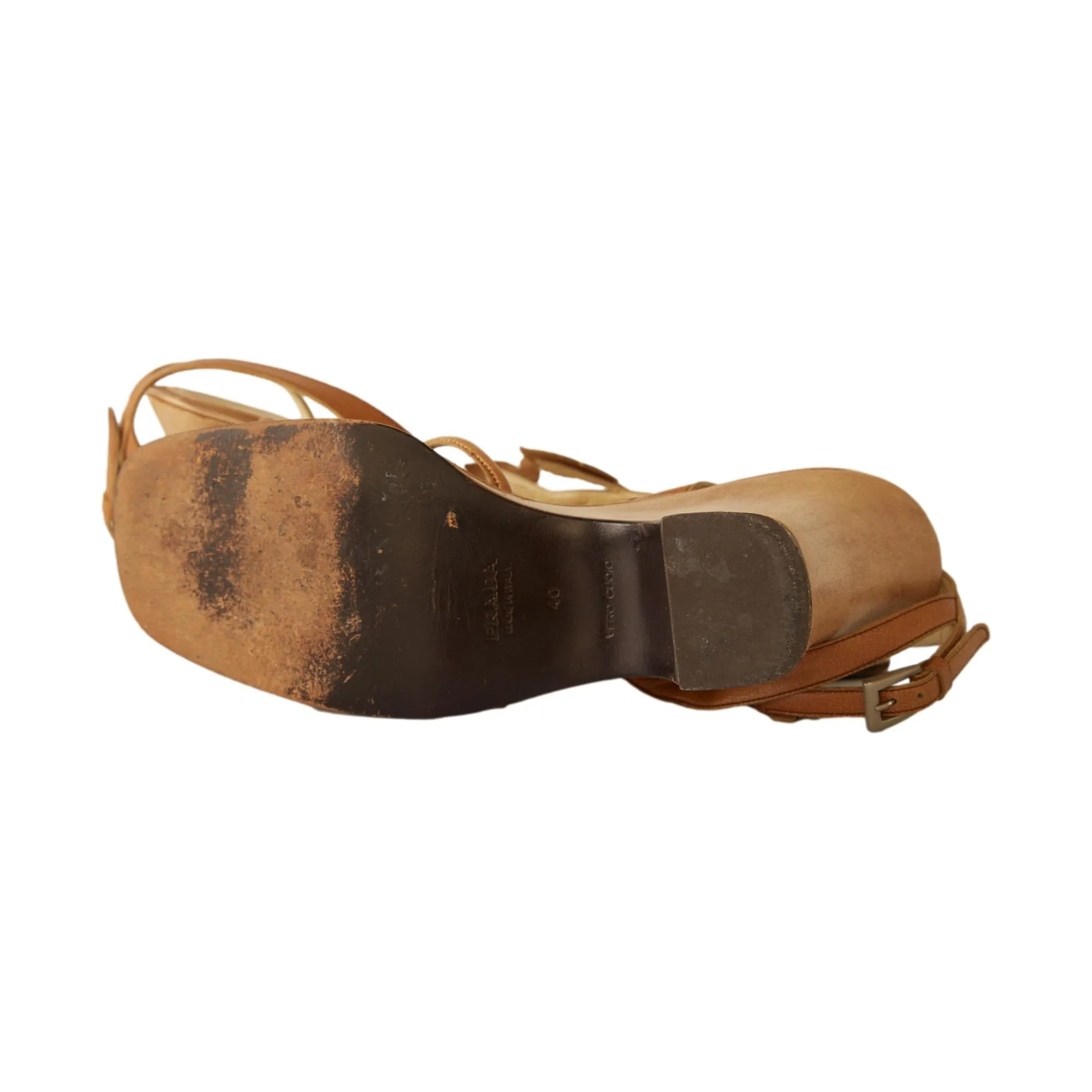 Prada Brown Leaf Wedge Heels
