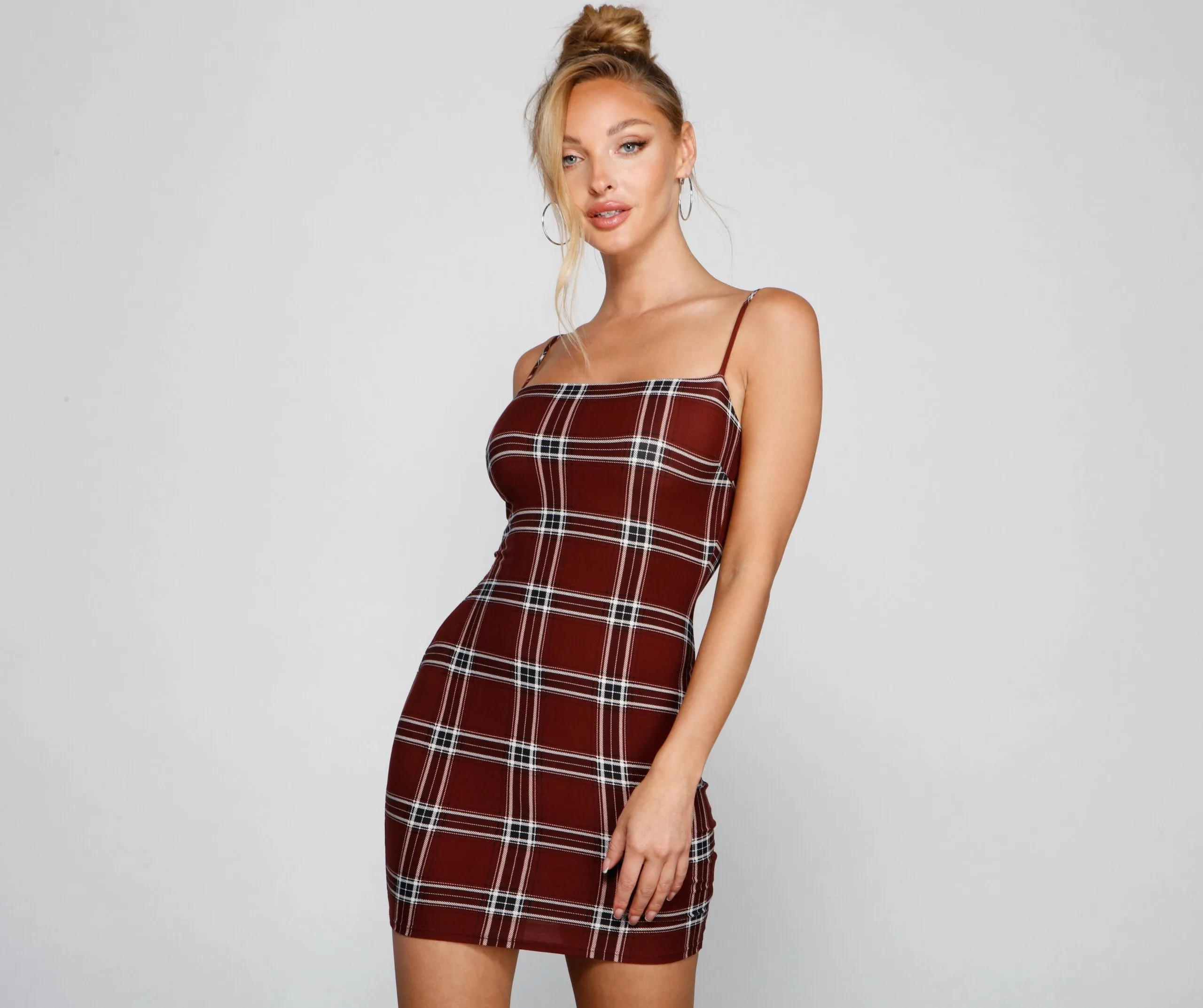 Pretty In Stylish Plaid Mini Dress