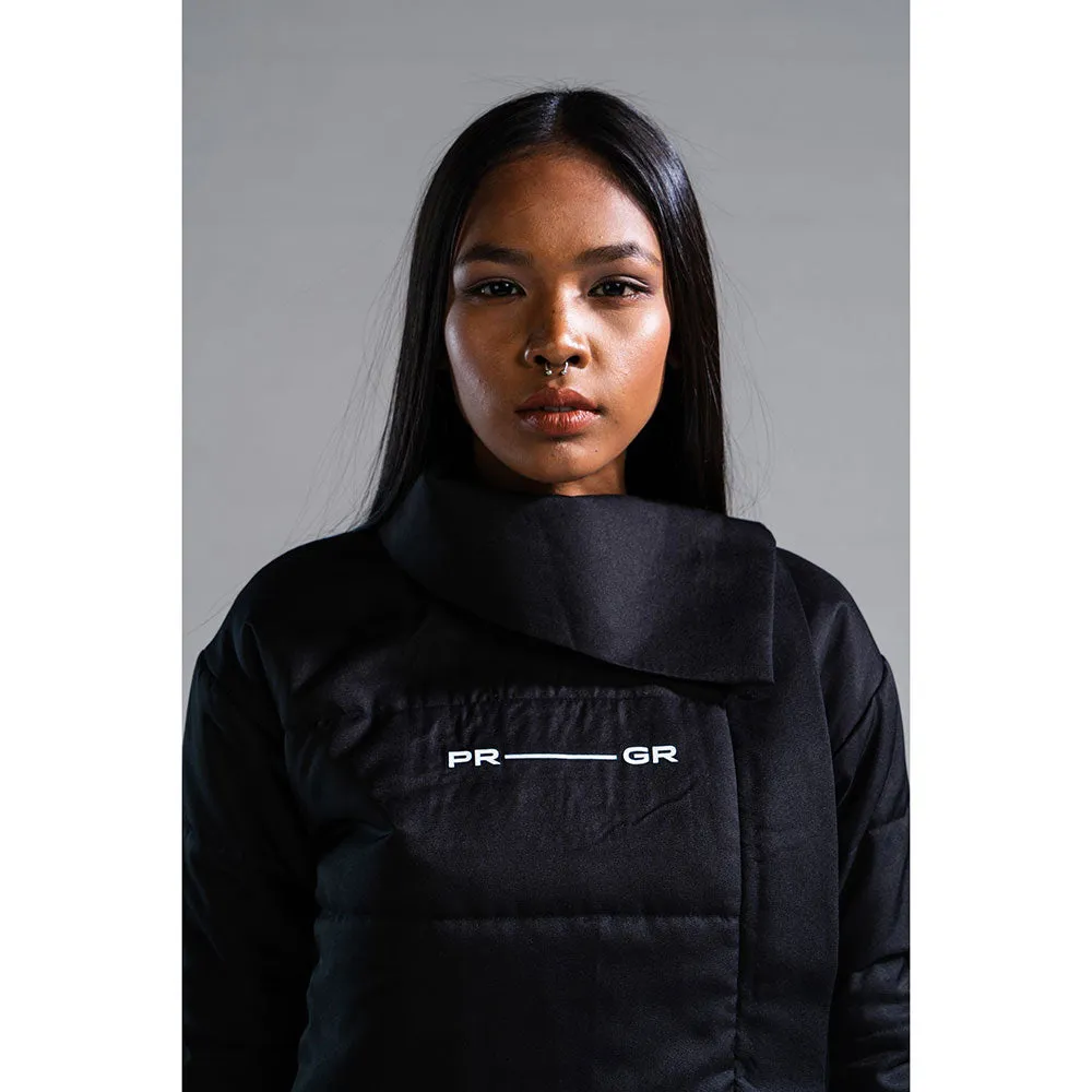 PRIMAL GRAY Black Recycled Polyester Asymmetrical Oversize Puffer
