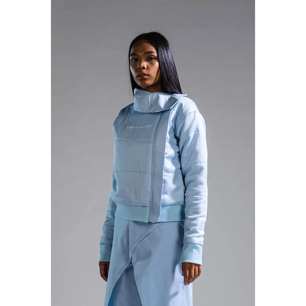 PRIMAL GRAY Blue Recycled Polyester Asymmetrical Oversize Puffer