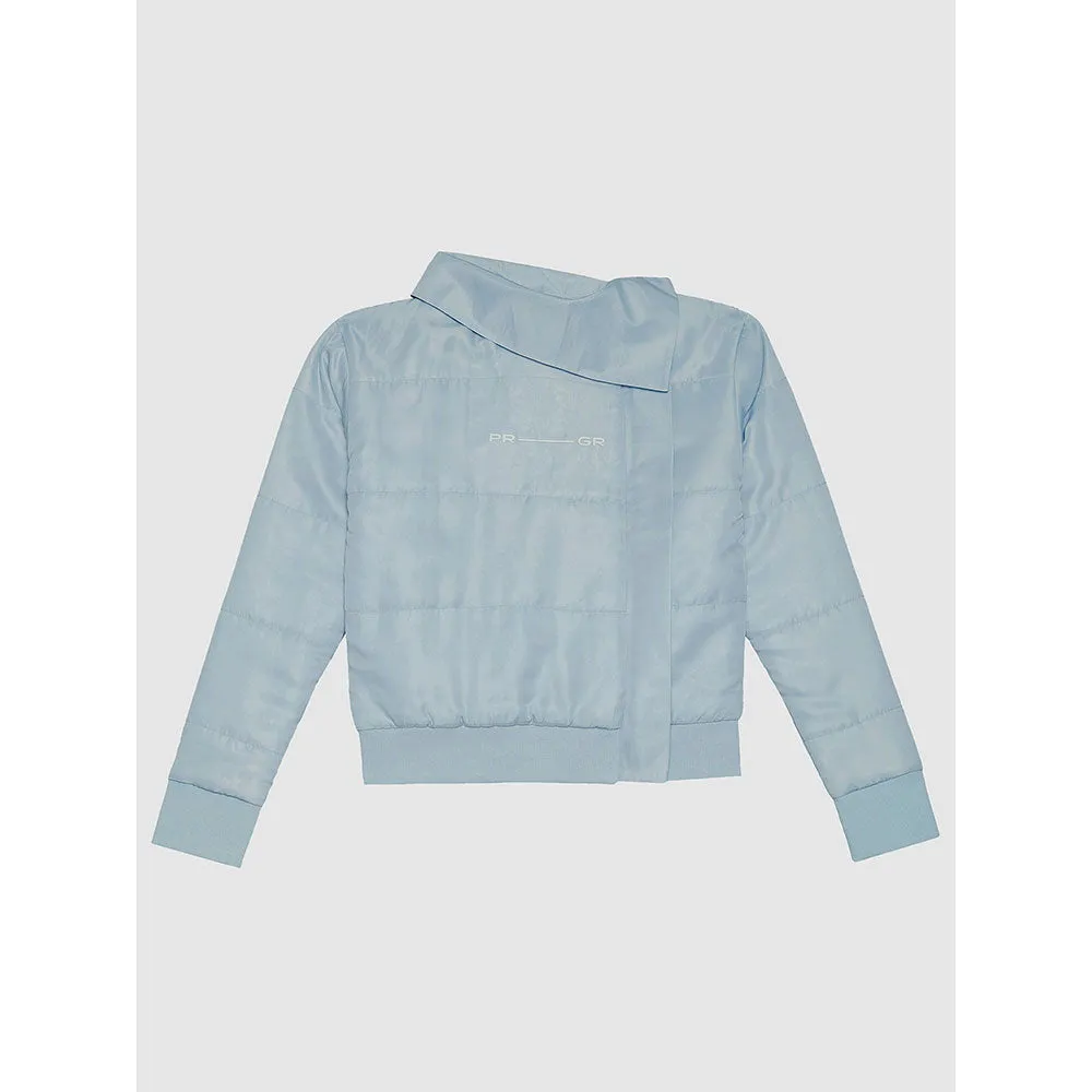 PRIMAL GRAY Blue Recycled Polyester Asymmetrical Oversize Puffer
