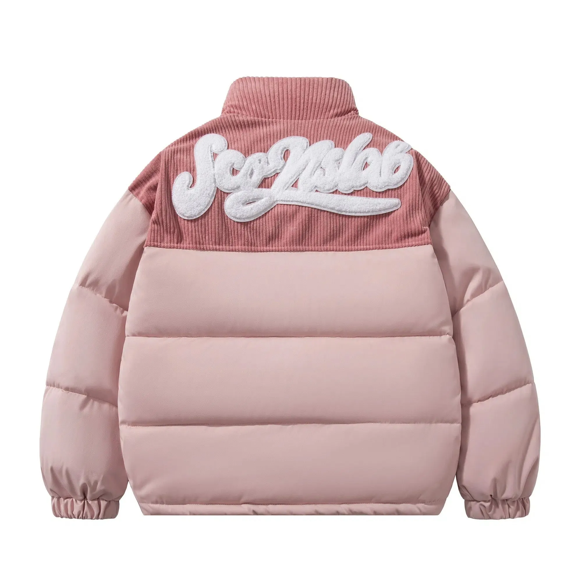 Puffer Jacket with Corduroy Accent