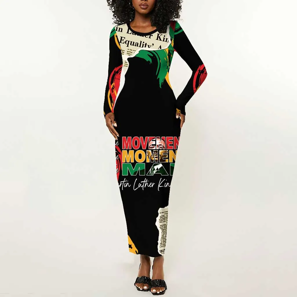 Remembering The Legacy Of MLK Long Sleeve Bodycon Dress LT05