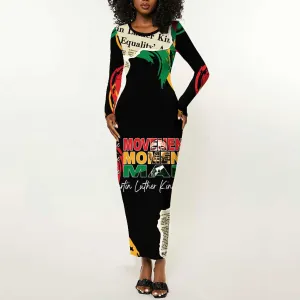 Remembering The Legacy Of MLK Long Sleeve Bodycon Dress LT05