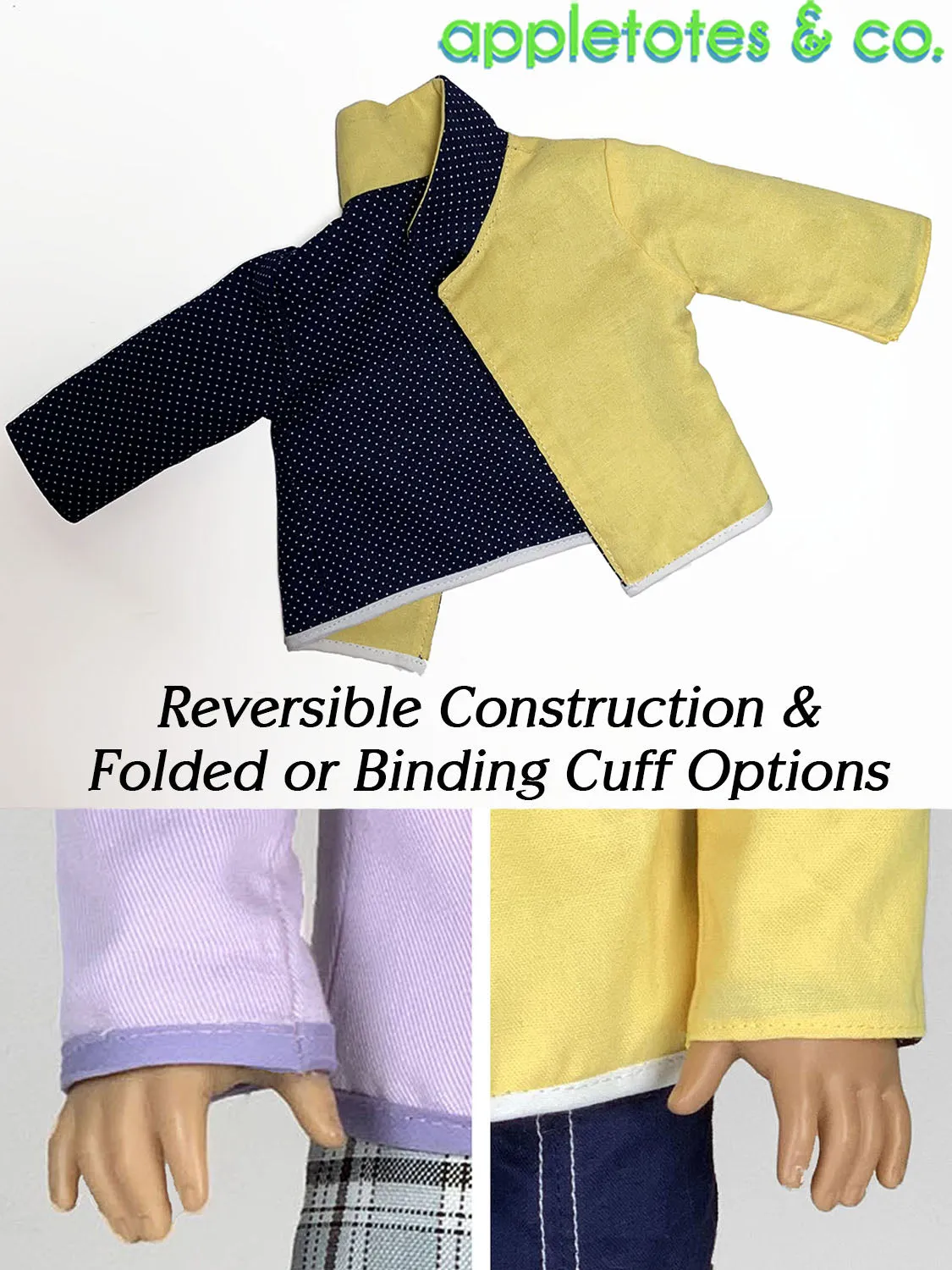 Reversible Cher Jacket 18 Inch Doll Sewing Pattern