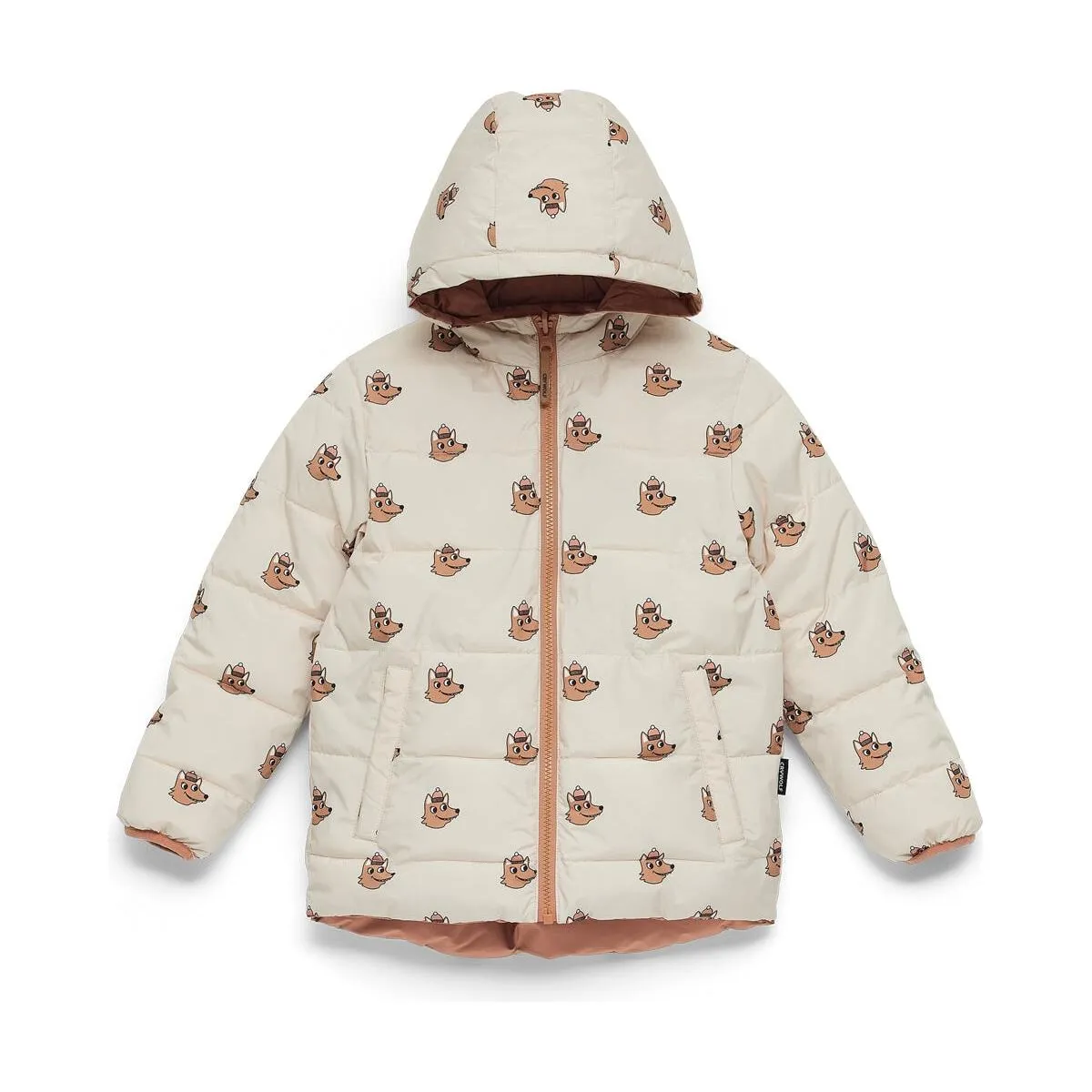Reversible Eco Puffer Terracotta Wolf