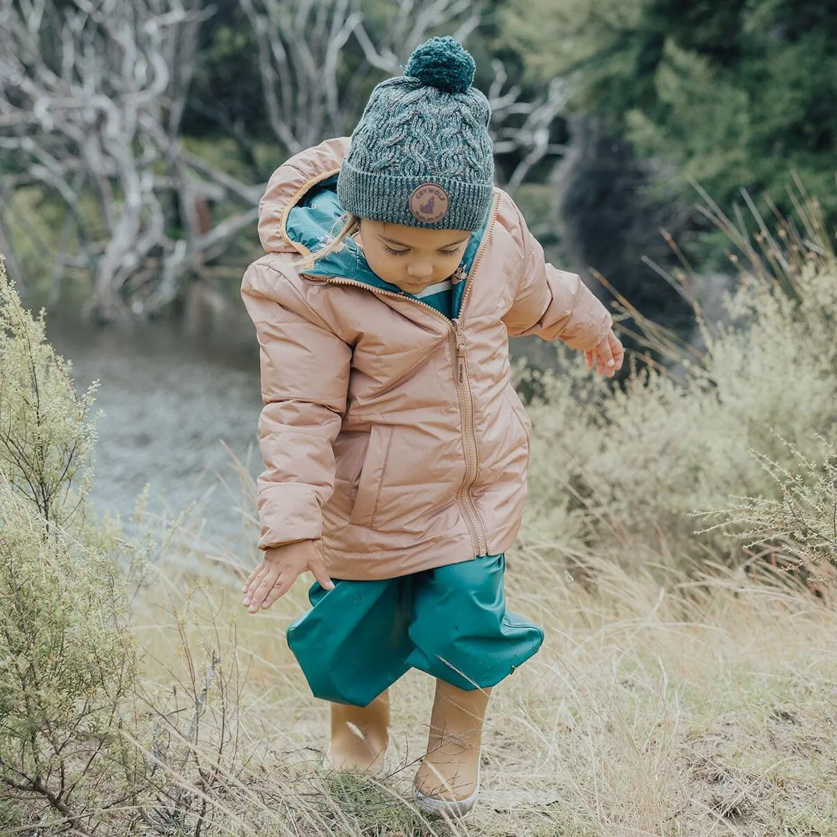 Reversible Eco Puffer Terracotta Wolf