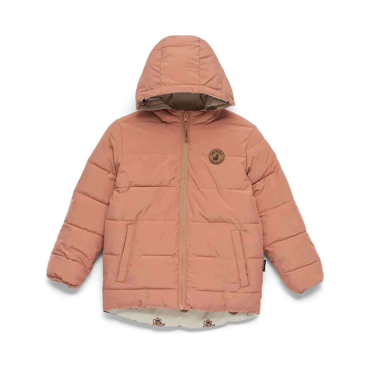 Reversible Eco Puffer Terracotta Wolf