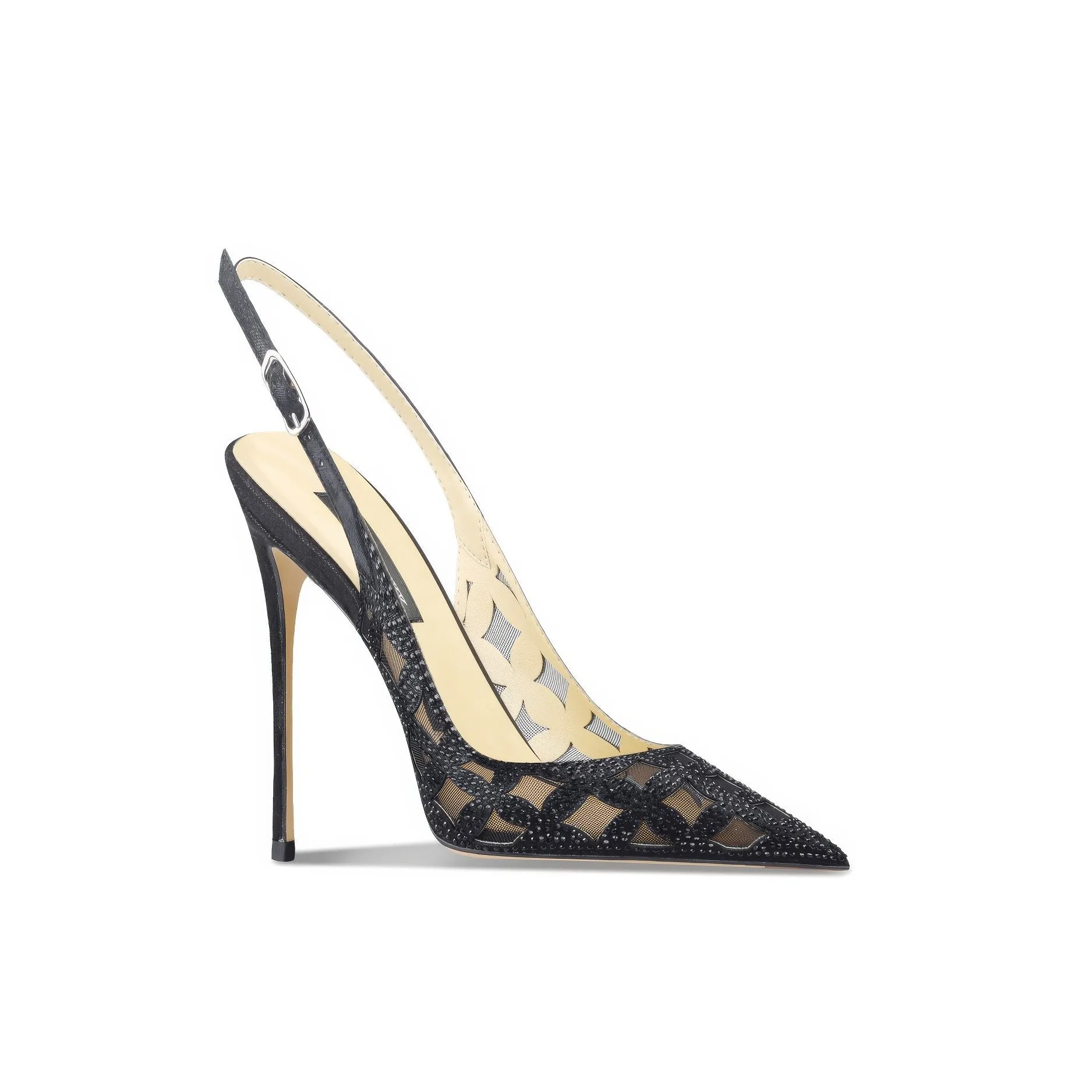Rhinestone Hollow Slingback Heels Pumps