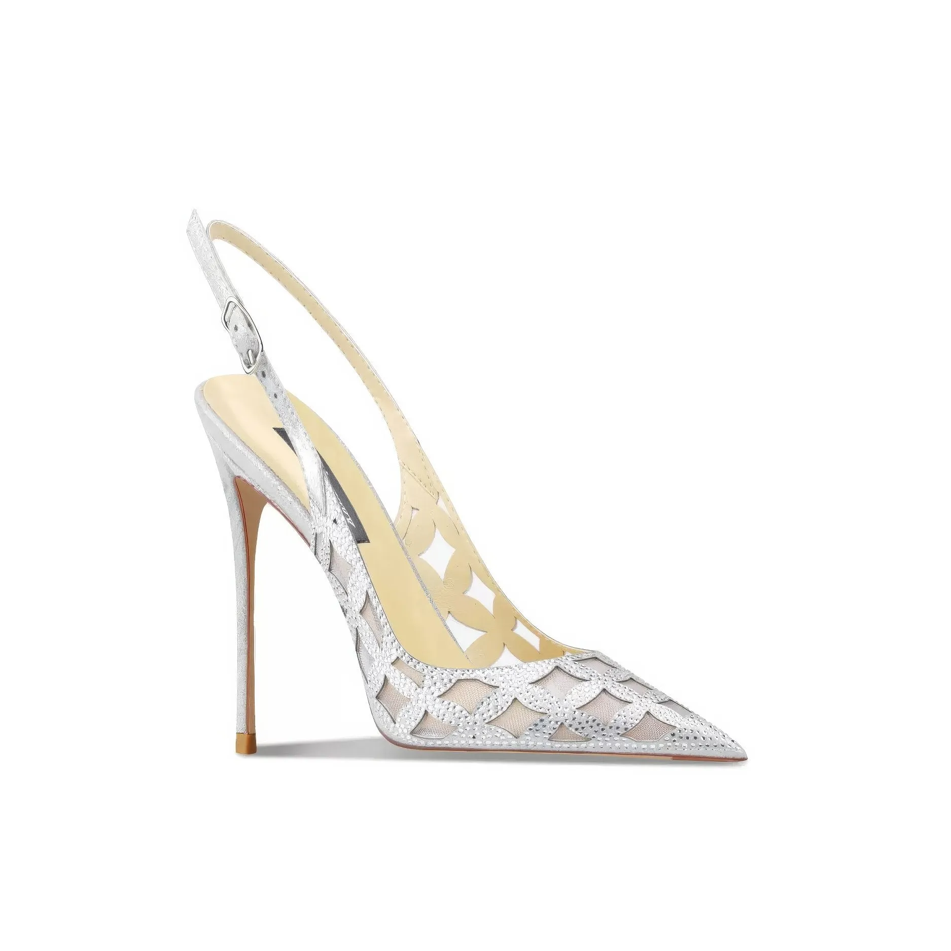 Rhinestone Hollow Slingback Heels Pumps
