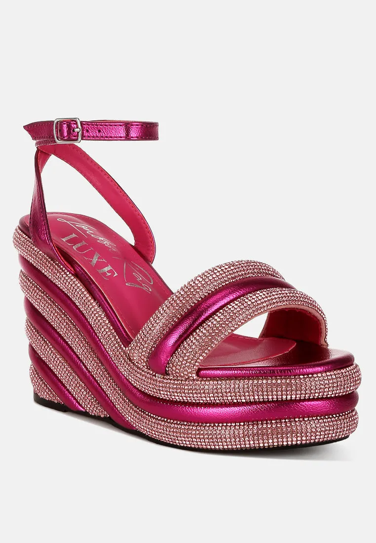 Rhinestone Studded Wedge Sandals By RAG