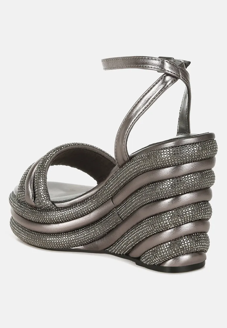 Rhinestone Studded Wedge Sandals By RAG