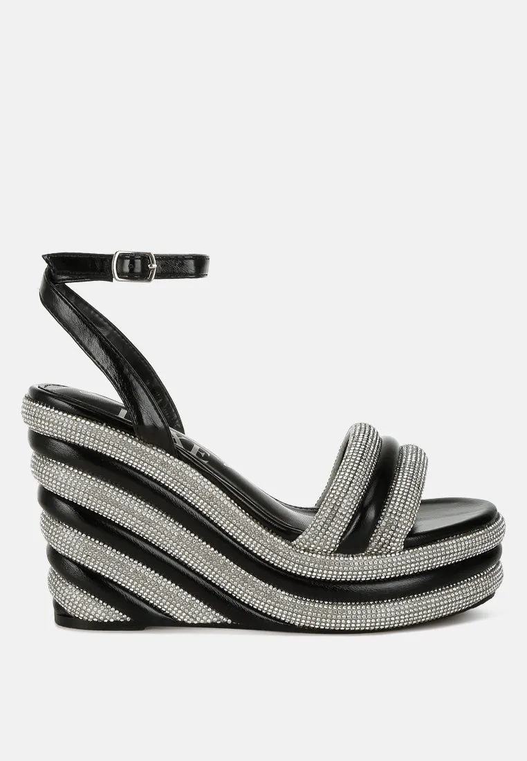 Rhinestone Studded Wedge Sandals By RAG