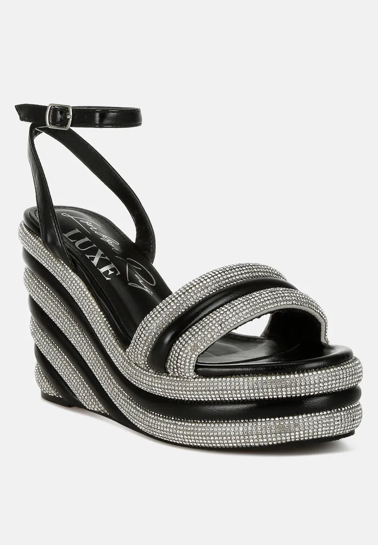 Rhinestone Studded Wedge Sandals By RAG